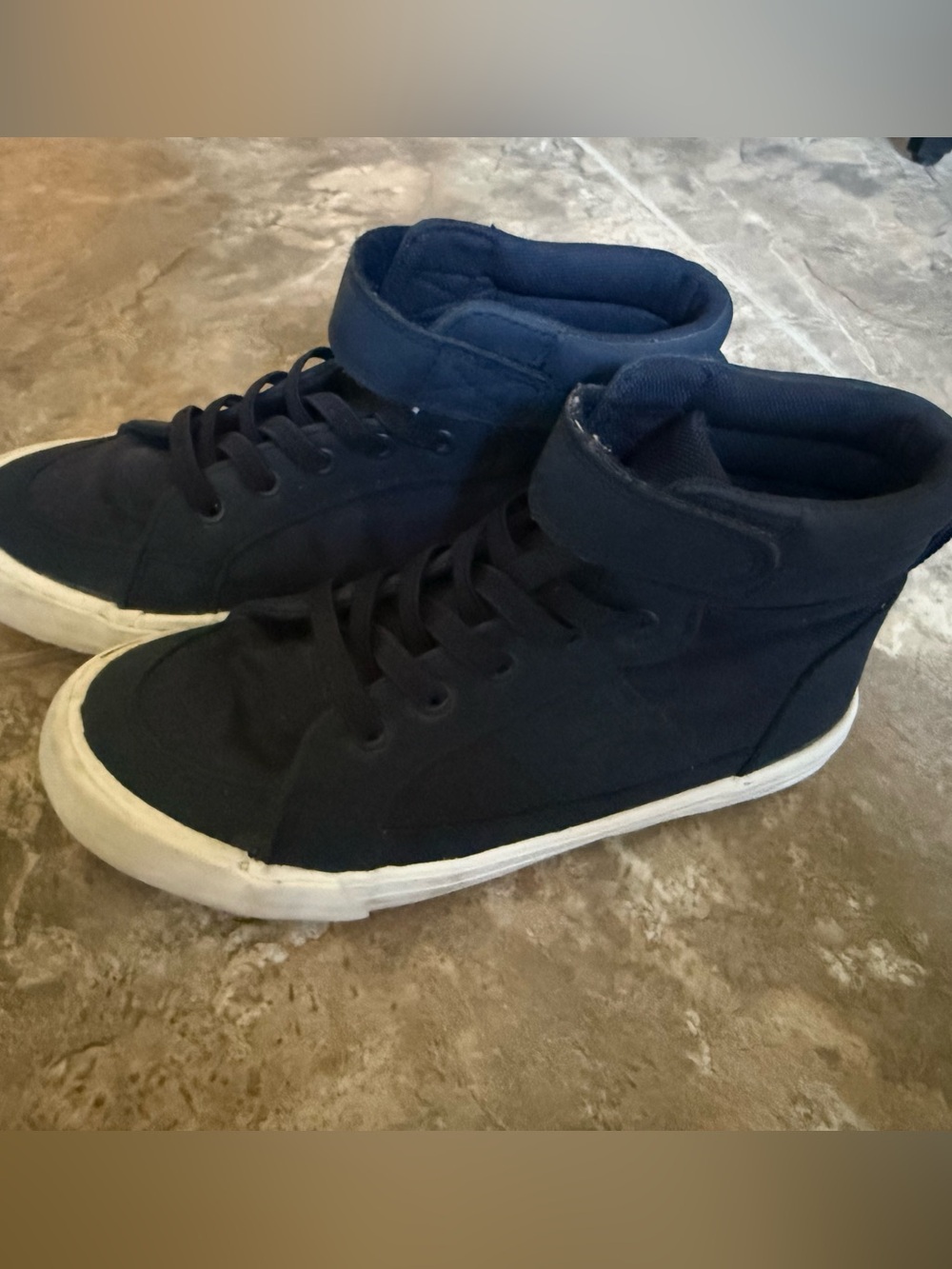 H&m boys navy blue high top casual shoes size youth 3